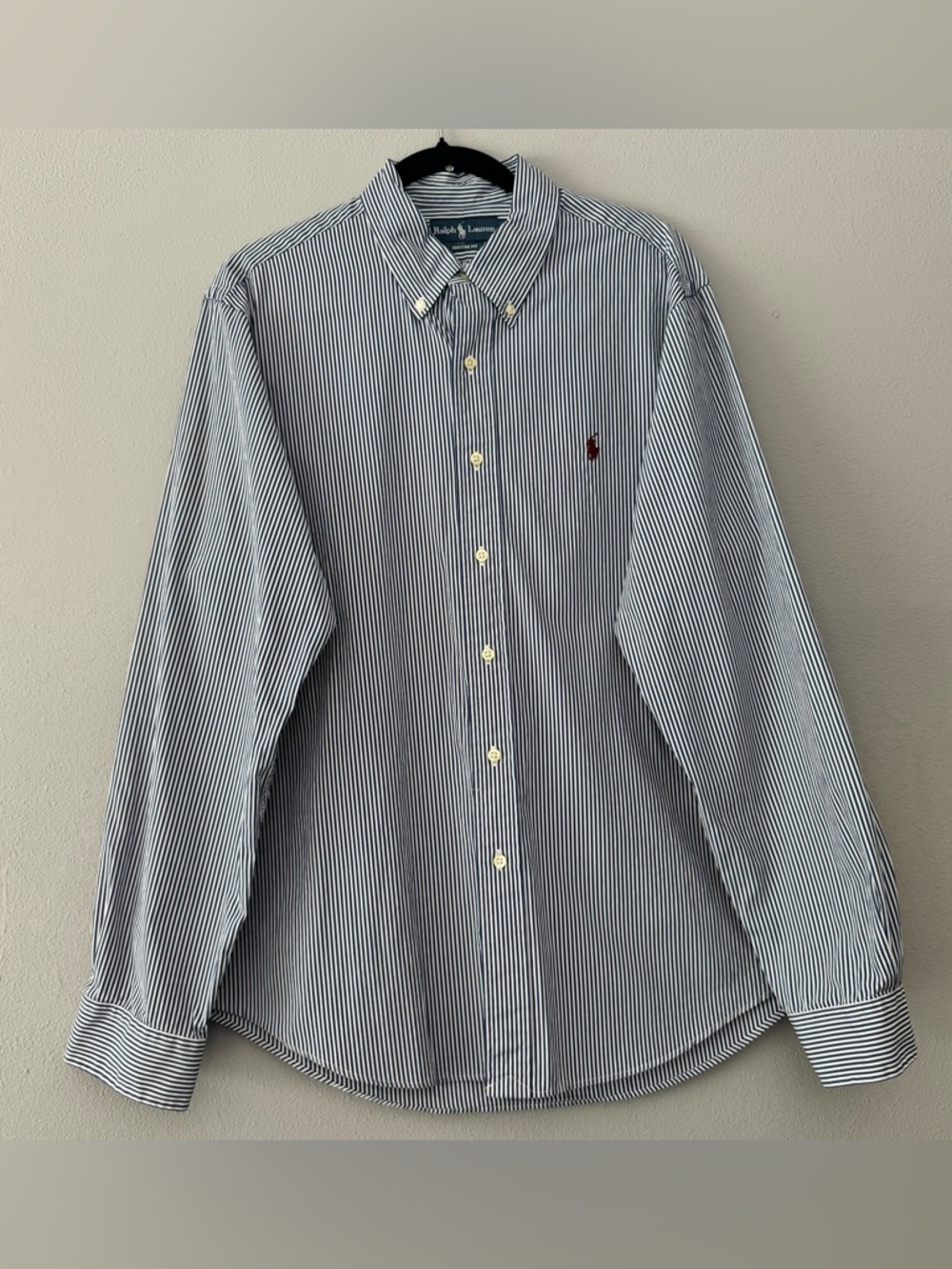 Ralph Lauren Shirt Mens XL Blue Stripe Long Sleeve Button Down Classic Fit Pony
